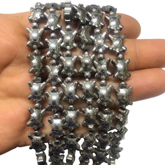 Hematit Doğal Taş Kaplumbağ -Gümüş