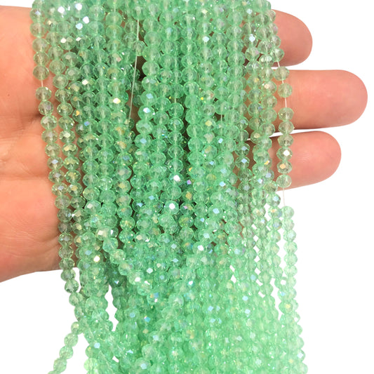 Kristal Boncuk, Çin Kristali-4mm - 67- Şeffaf Janjanlı Açık Yeşil