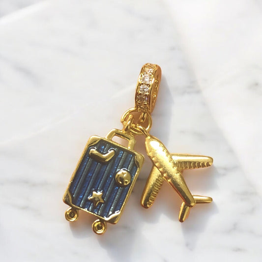 Altın Kaplama Mineli Bavul Seyahat Seti -Lacivert