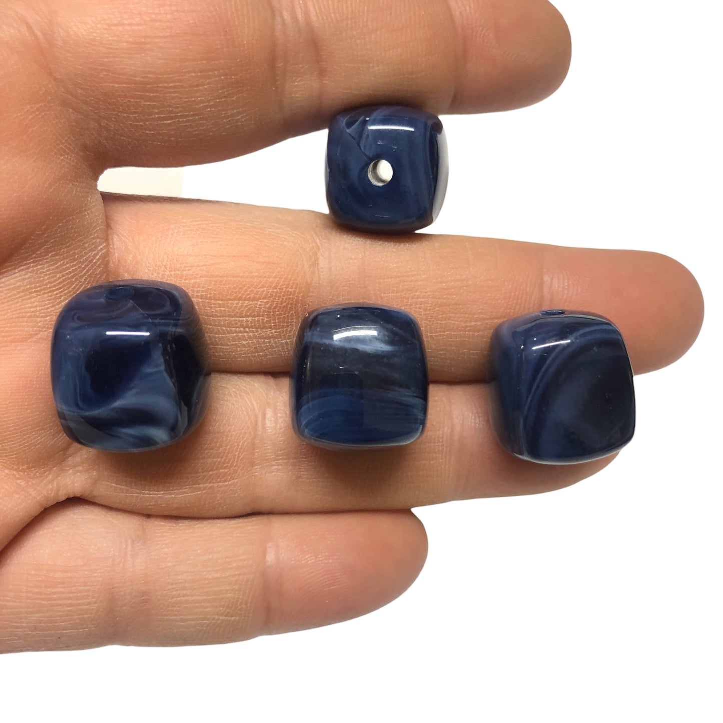 A Kalite Akrilik Silindir -16.3X17.3- Ebruli Lacivert