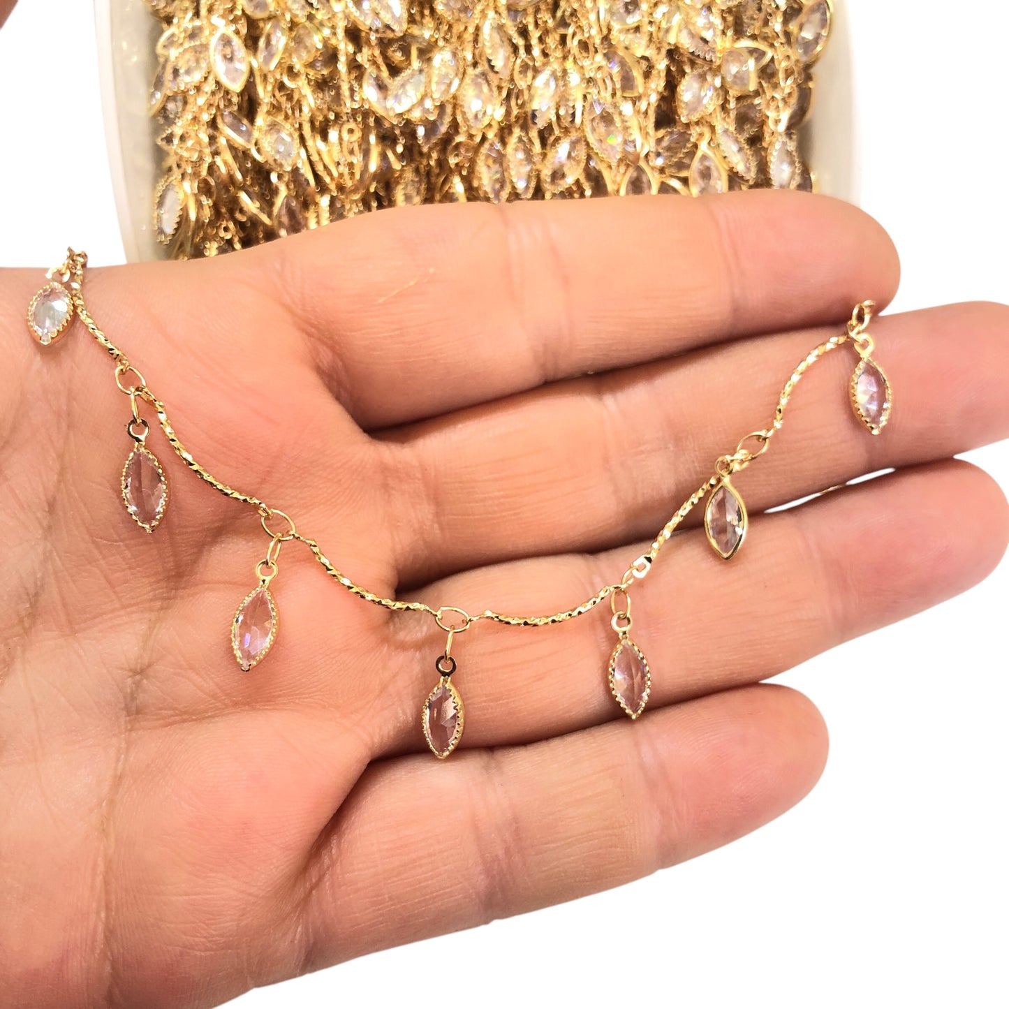 Altın Kaplama Sallantı Mekik Zincir -Şeffaf