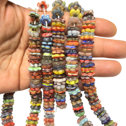 Küçük Boy Ocak Boncuğu Çiçek - Şeffaf Ebruli