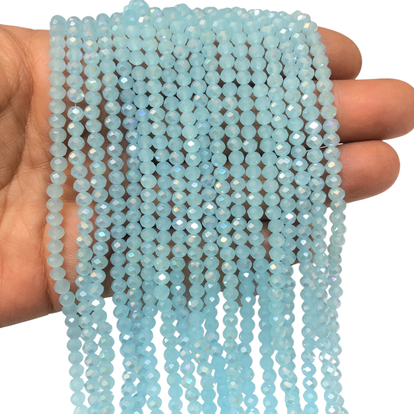 Kristal Boncuk, Çin Kristali-4mm - 79- Buzlu Janjanlı Bebe Mavisi