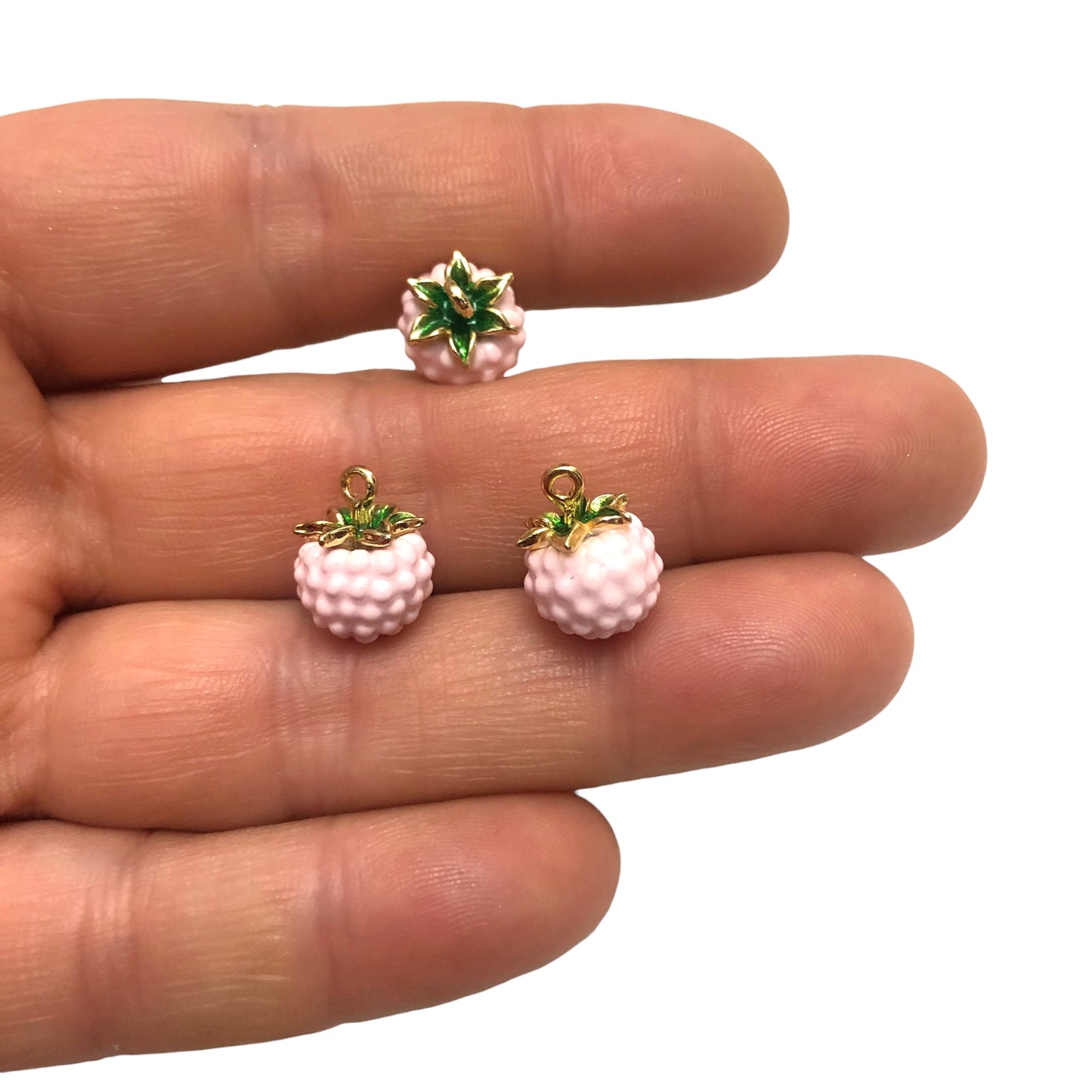 Gold Plated Enamel Strawberry Shaking Attachment - Neon Green