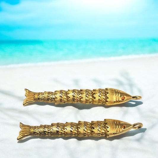 Altın Kaplama Hareketli Balık Büyük Boy -5