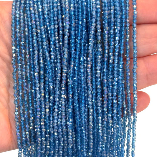 2mm Fasetli Yuvarlak Kristal Boncuk – Seffaf Parlak Camgöbeği- 33 -Kum Kristal