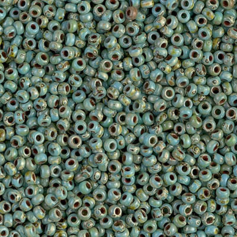Miyuki Boncuk, MiyukiRoundBeads 8/0-4514 Picasso Opaque Seafoam Green