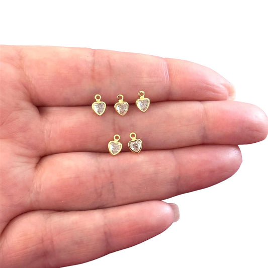 Altın Kaplama Zirkon Taşlı Küçük Kalp Sallantı - Şeffaf