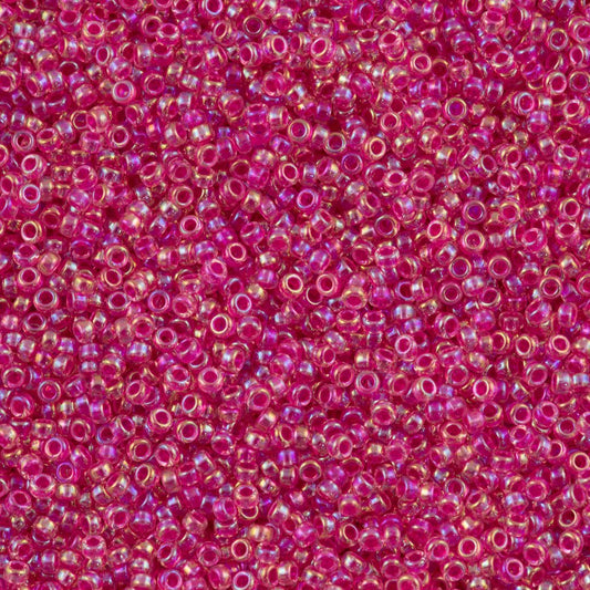 Miyuki Boncuk, MiyukiRoundBeads11/0-0355 Hot Pink Lined Crystal AB