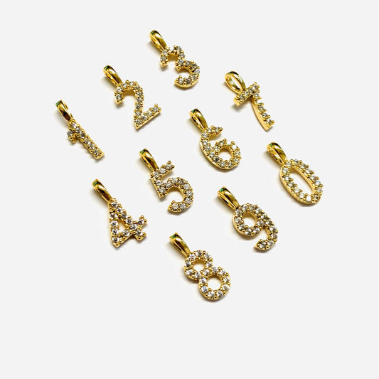 Pirinç Altın Kaplama Zirkon Taşlı Rakam