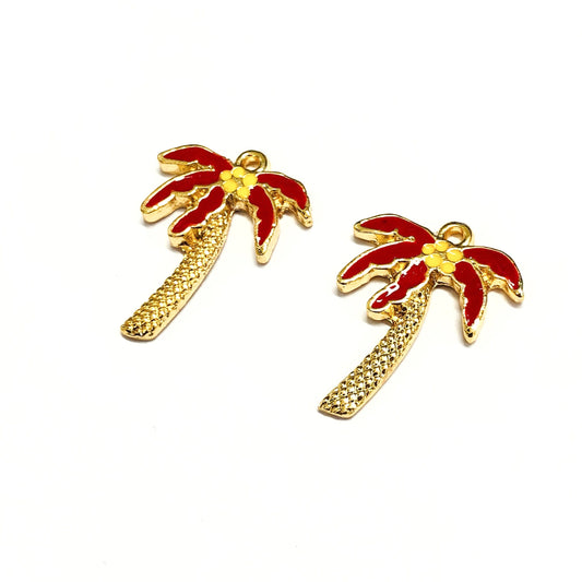 Gold Plated Enamel Palm Shaking Attachment - Red
