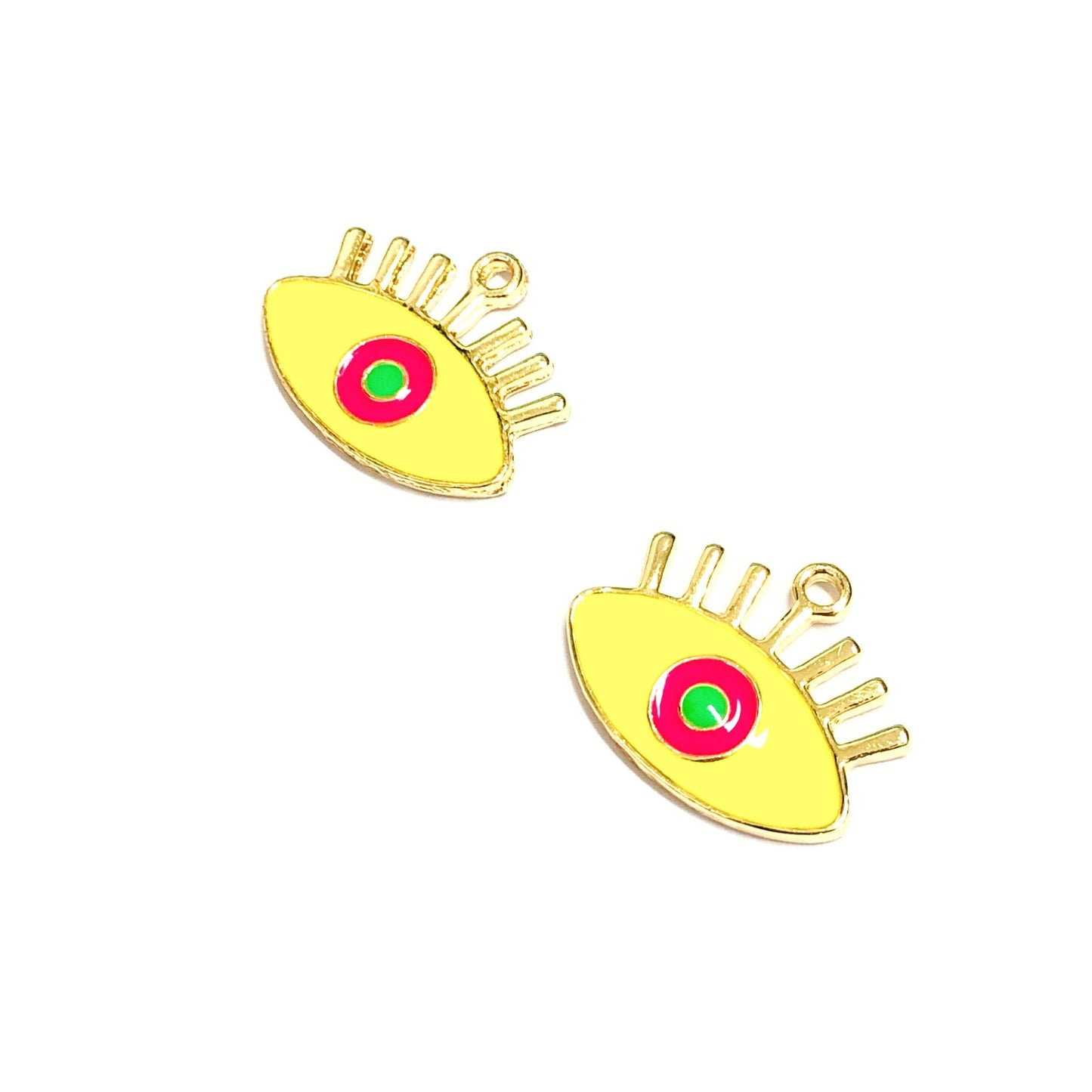 Gold Plated Enamel Eye Shaking Apparatus - Yellow