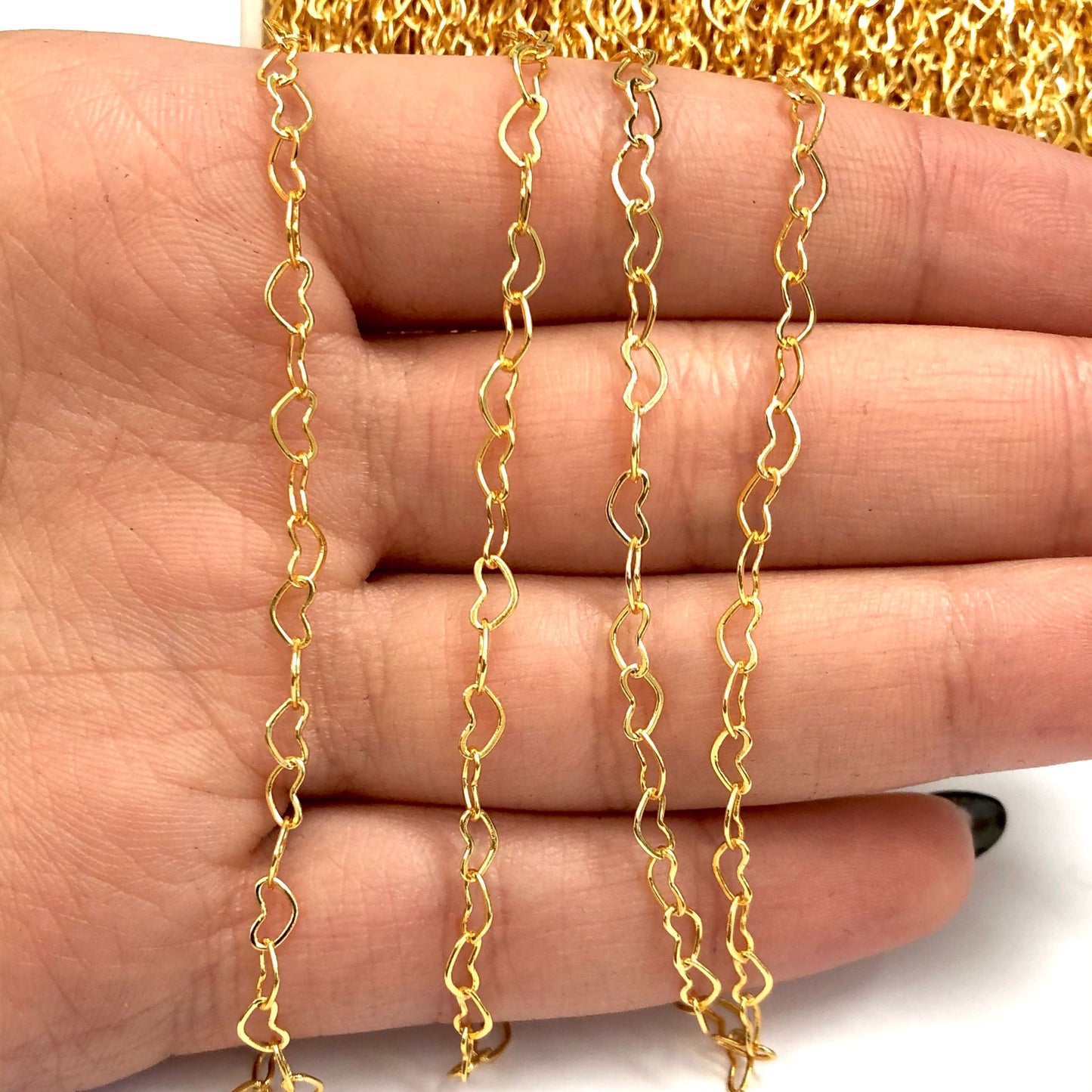 Altın Kaplama 3x5mm Kalp Zincir