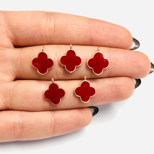 Rose Gold Kaplama Mineli Yonca Sallantı Aparatı - Bordo