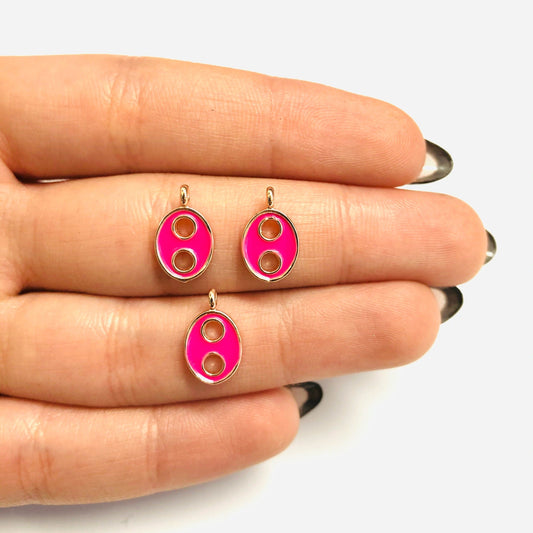 Rose Gold Kaplama Mineli Mini Düğme Sallantı Aparatı - Pembe