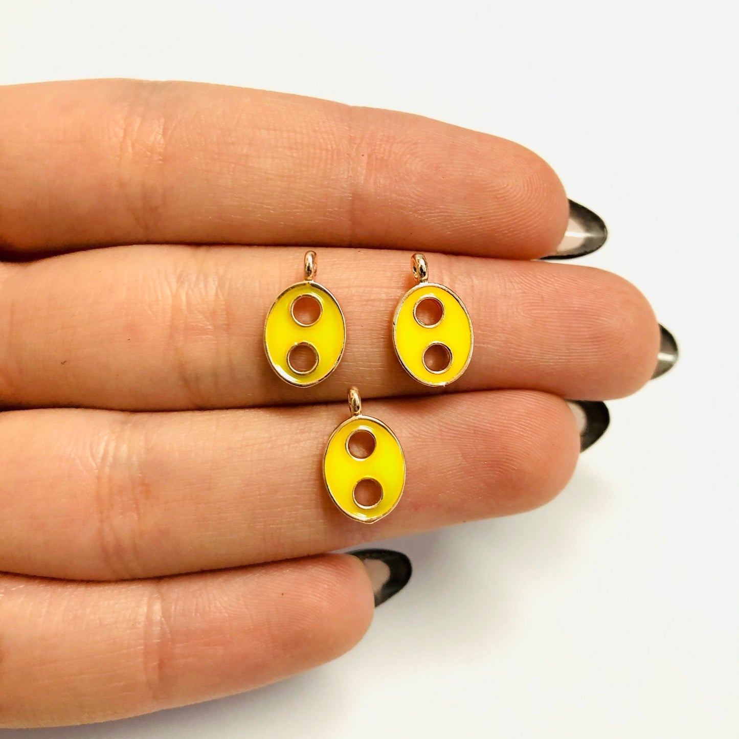 Rose Gold Kaplama Mineli Mini Düğme Sallantı Aparatı - Sarı