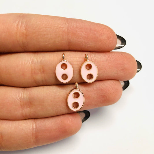 Rose Gold Kaplama Mineli Mini Düğme Sallantı Aparatı - Açık Pembe
