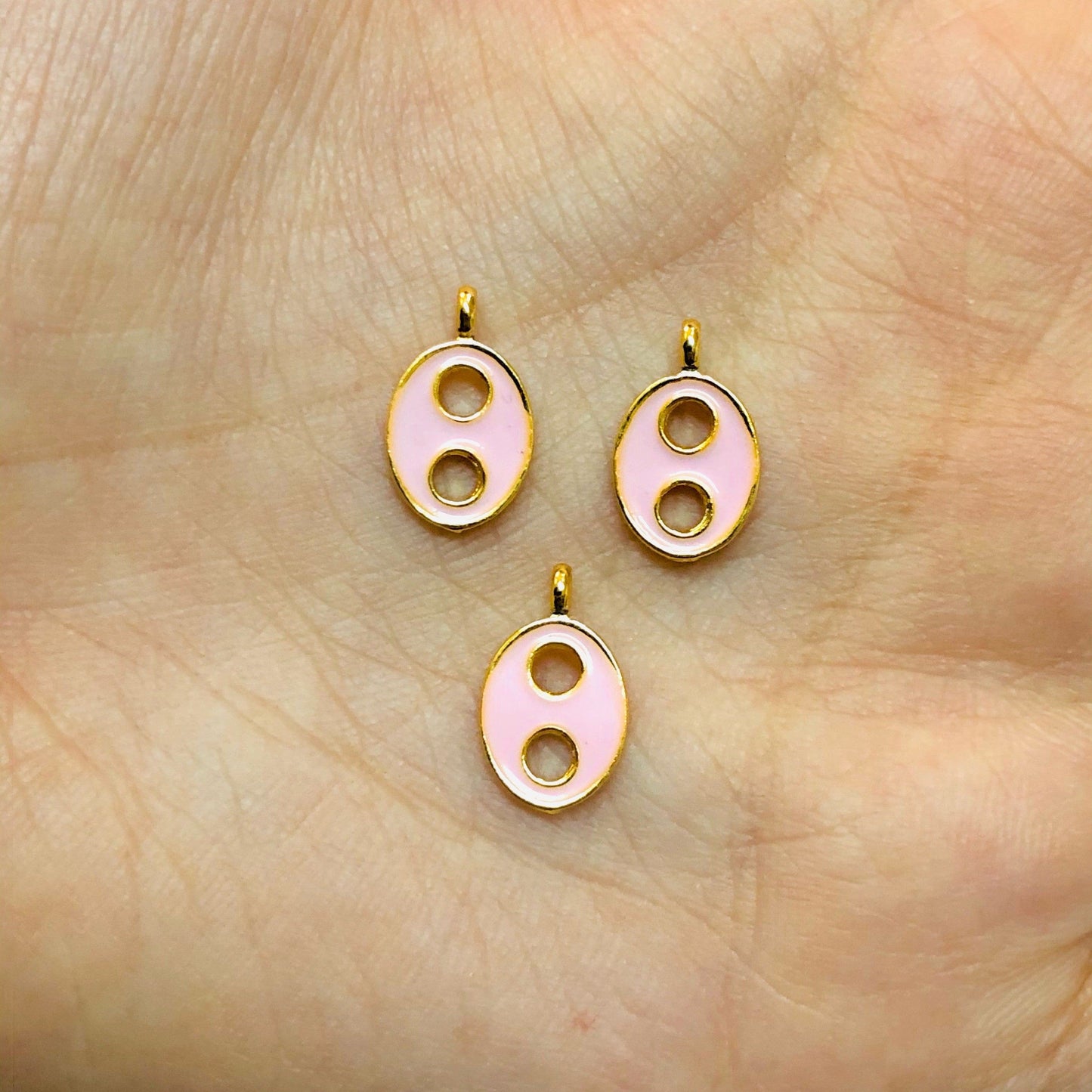 Altın Kaplama Mineli Mini Düğme Sallantı Aparatı - Açık Pembe