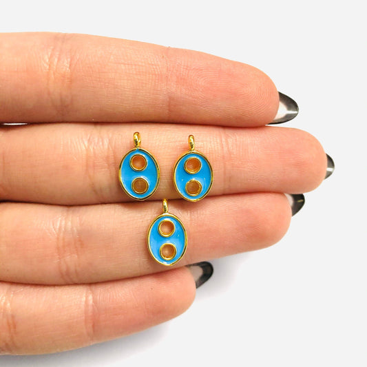 Gold Plated Enamel Mini Button Hanger - Blue