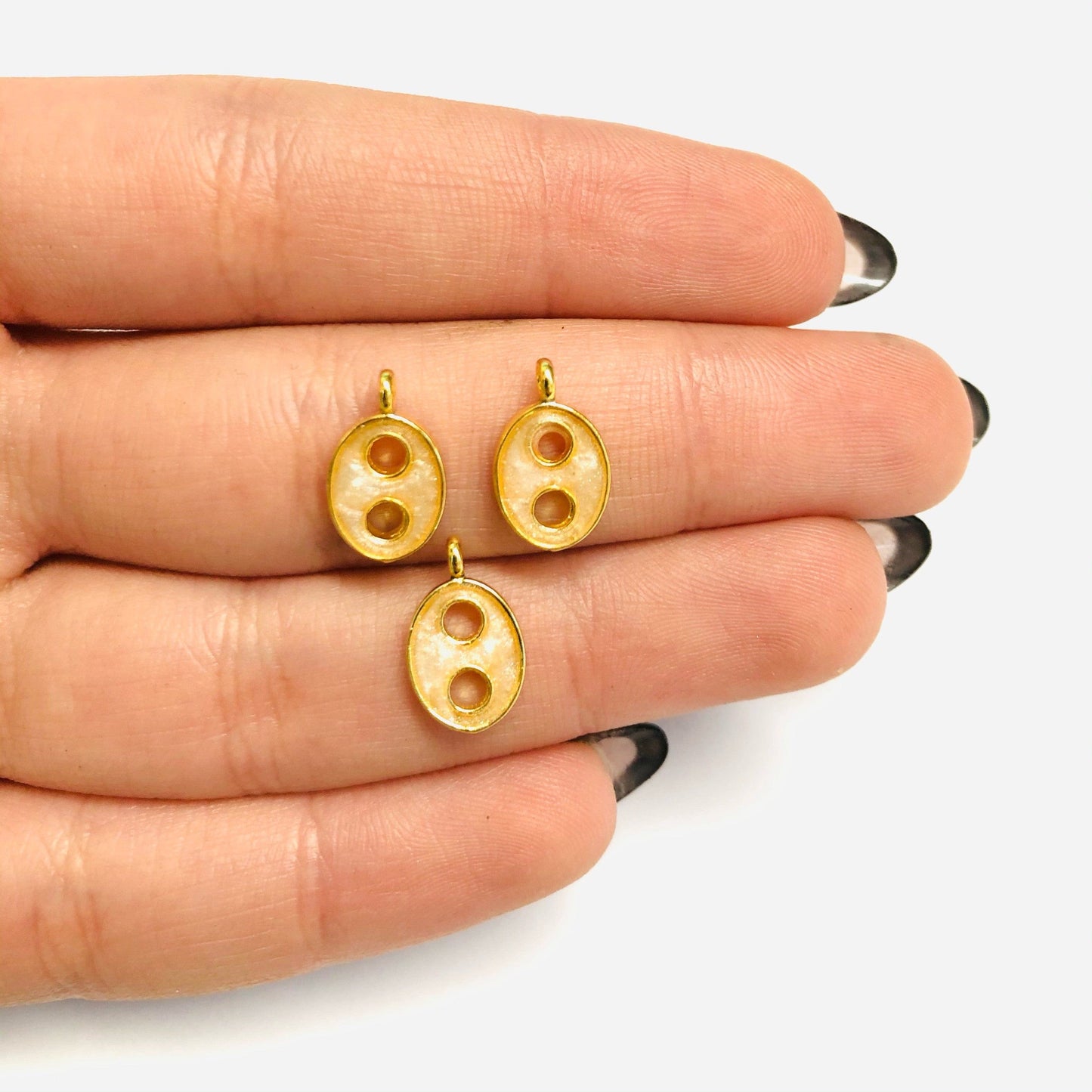 Gold Plated Enamel Mini Button Hanging Attachment - Pearlescent