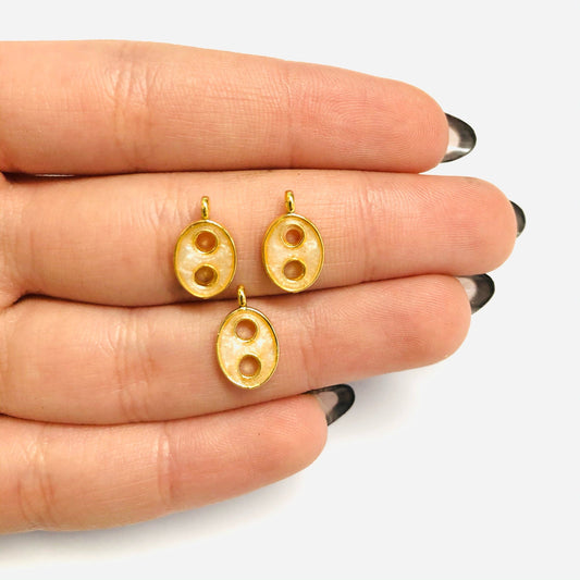 Gold Plated Enamel Mini Button Hanging Attachment - Pearlescent