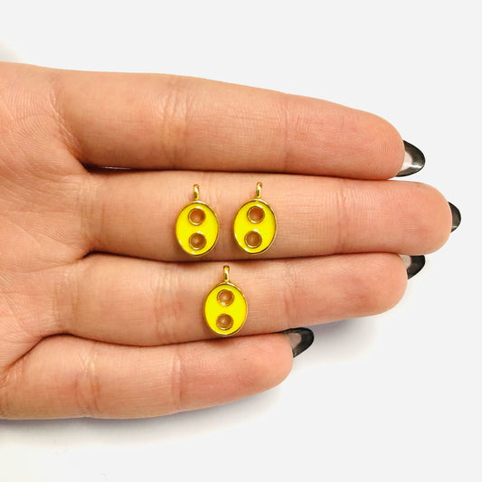 Gold Plated Enamel Mini Button Hanger - Yellow