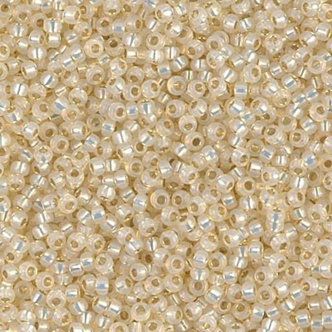 Miyuki Beads, MiyukiRoundBeads 8/0-0577 Gefärbter cremefarbener Alabaster mit Silberstreifen