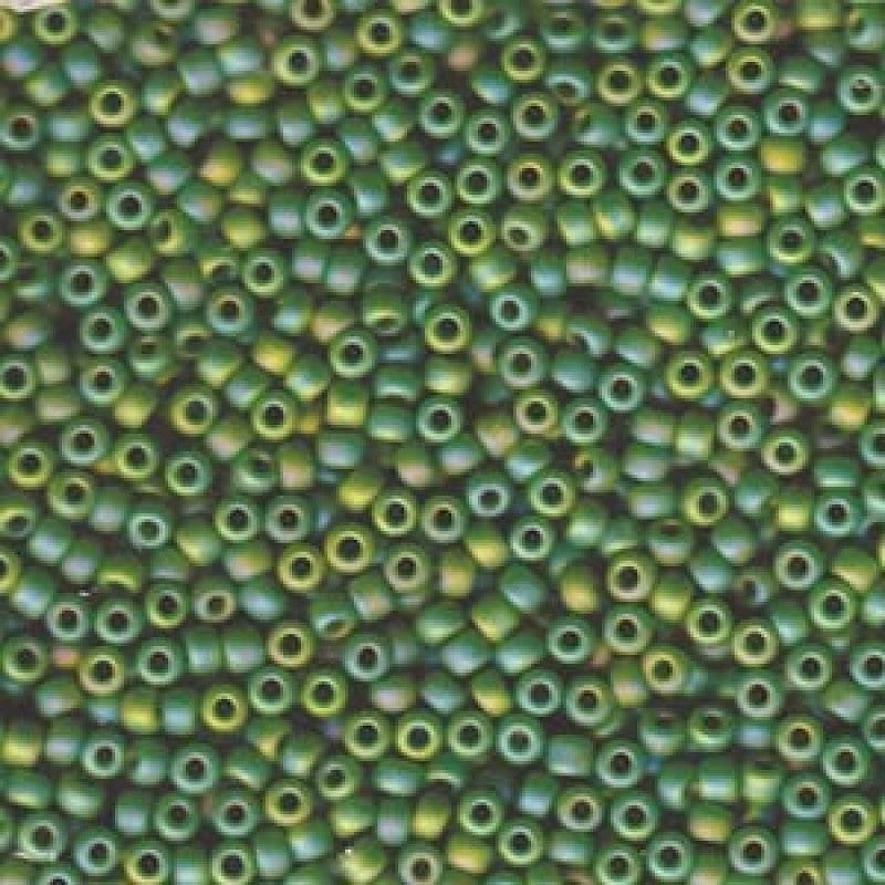 Miyuki Beads, MiyukiRoundBeads11/0-0411FR Matted Opaque Green AB