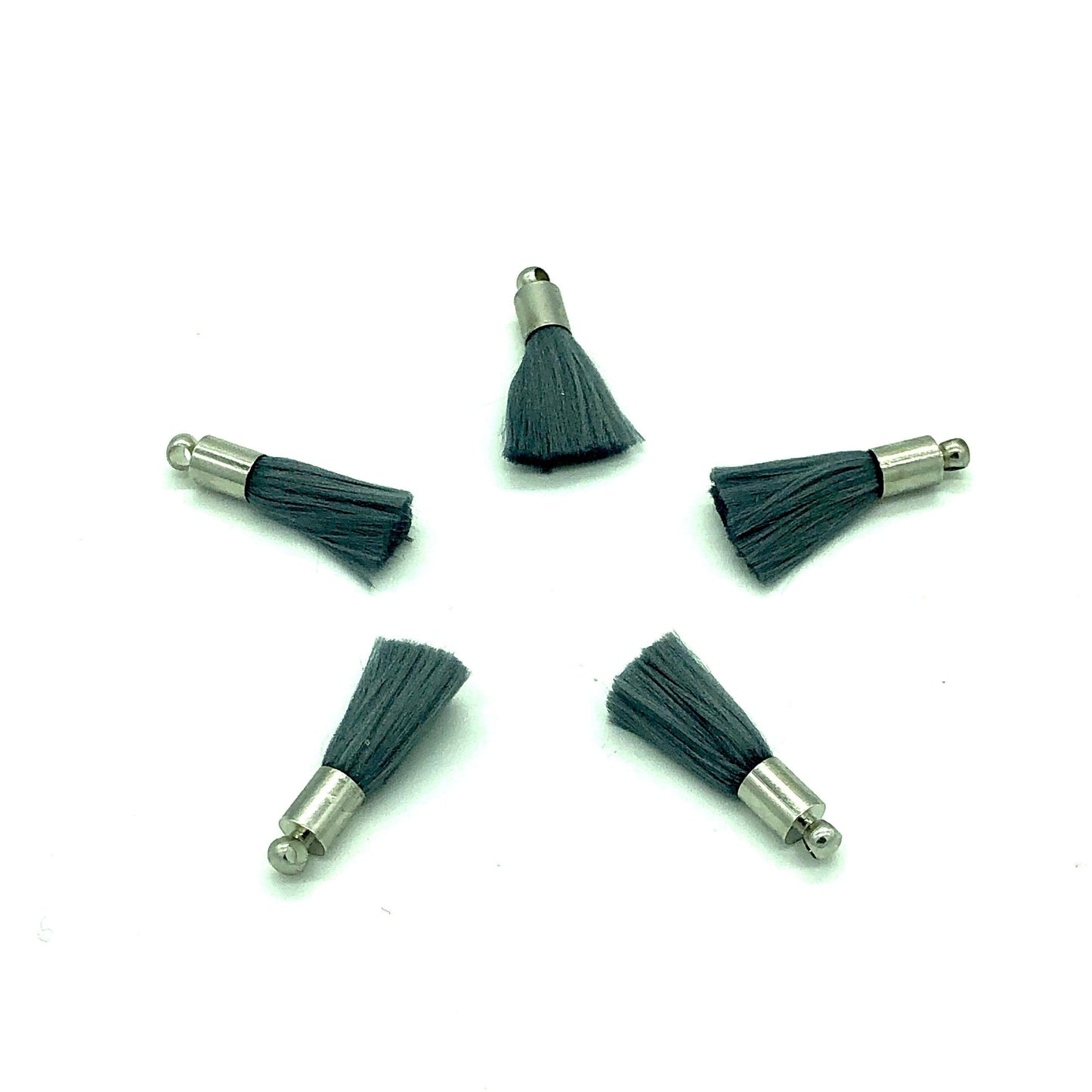 Rhodium Plated Tassel - Gray