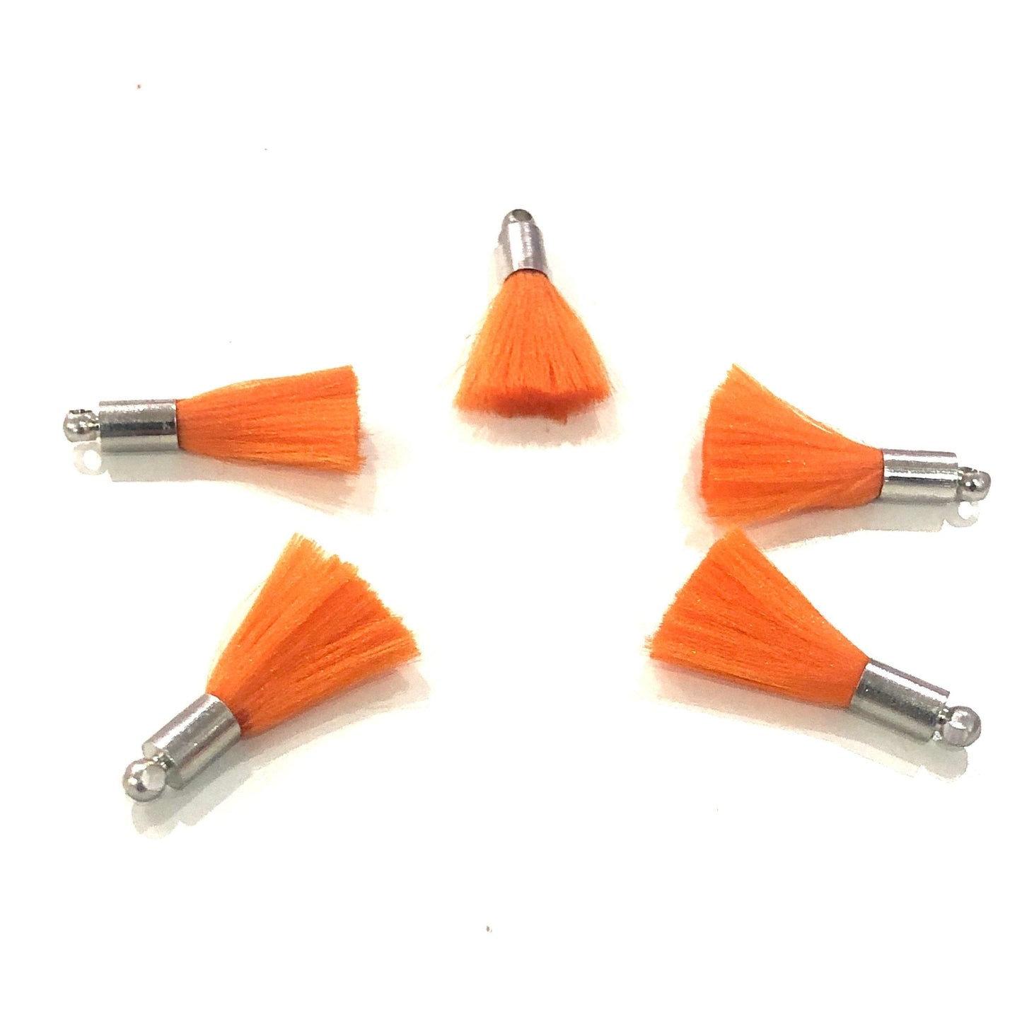 Rhodium Plated Tassel - Orange