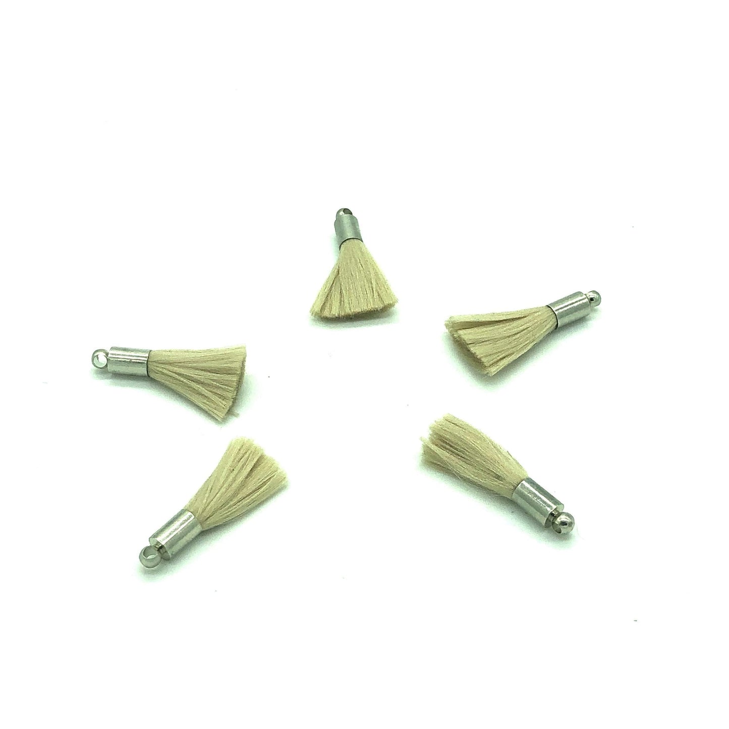 Rhodium Plated Tassel - Beige