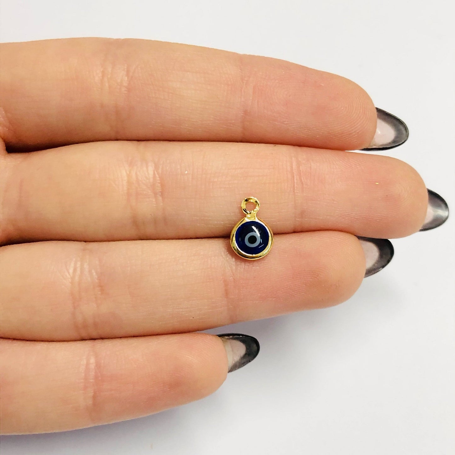 Gold Plated Double Way Glass Evil Eye Hanging Apparatus Small - Dark Blue