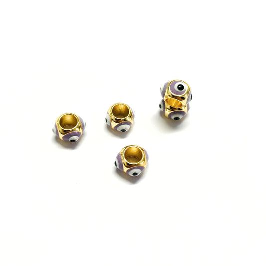 Gold Plated Enamel 4.5x7mm Evil Eye Apparatus- Lilac