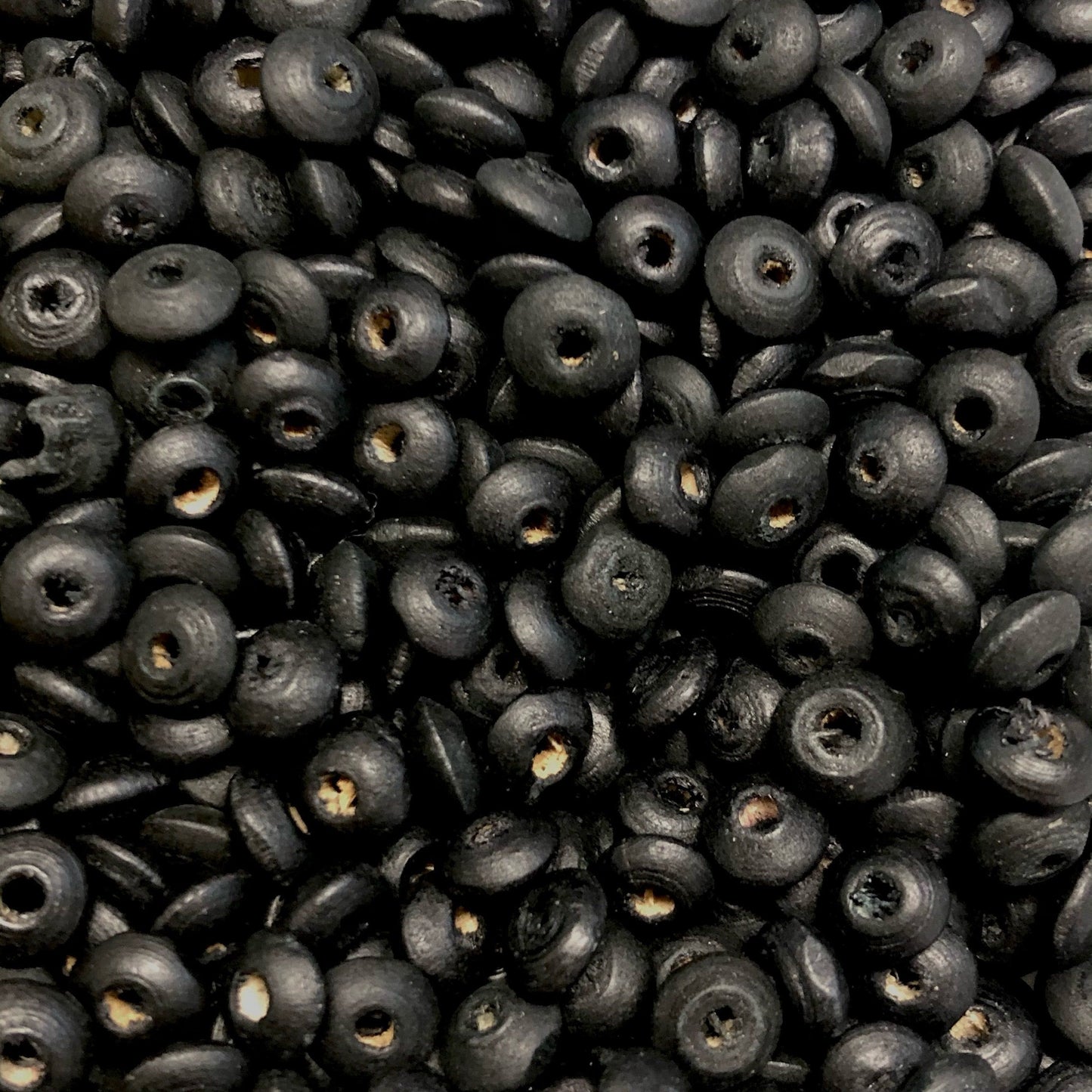 8mm Ufo Wooden Beads 27 - Black (Matte)