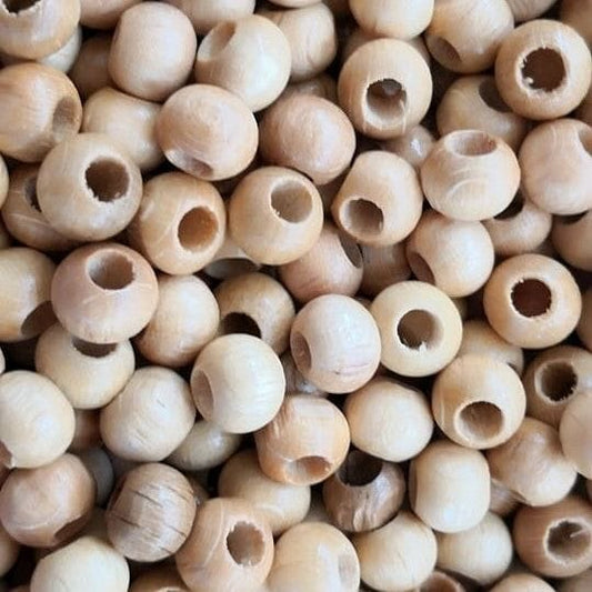 8mm Geniş Delikli Ahşap Boncuk - 6- Ham Ahşap Verniksiz