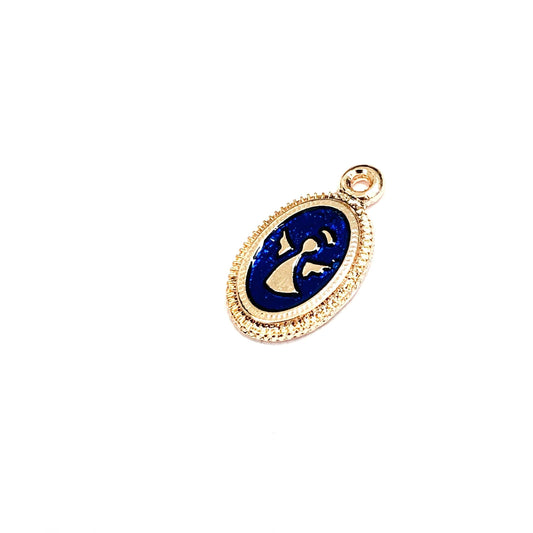 Rose Gold Plated Enamel Angel Figure Pendant - Saxe Blue