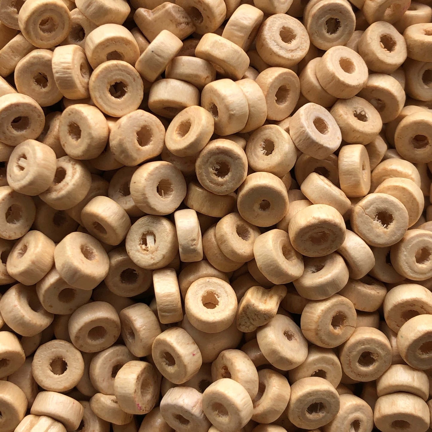 8mm Rondel Ahşap Boncuk 7 - Ham Ahşap