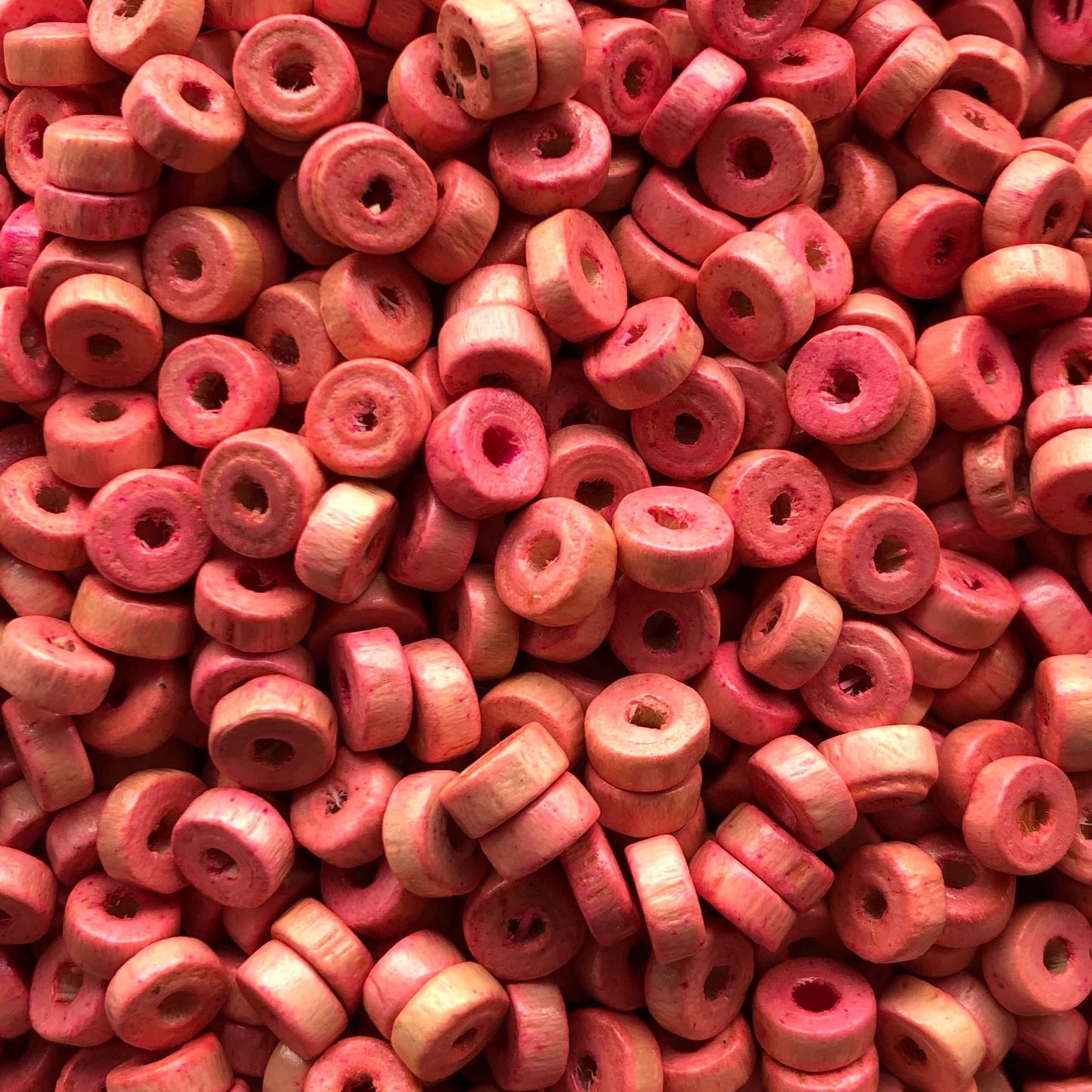 8mm Rondel Ahşap Boncuk 8 - Açık Pembe