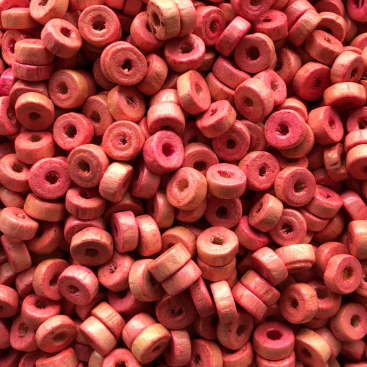 8mm Rondel Ahşap Boncuk 8 - Açık Pembe