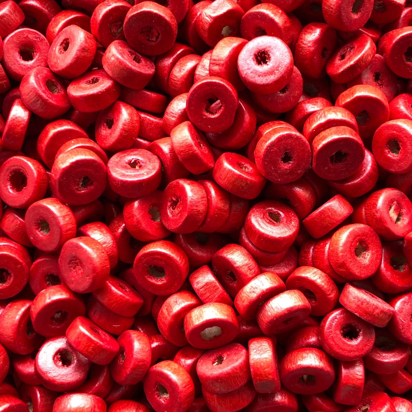 8mm Rondel Ahşap Boncuk 13 - Kırmızı