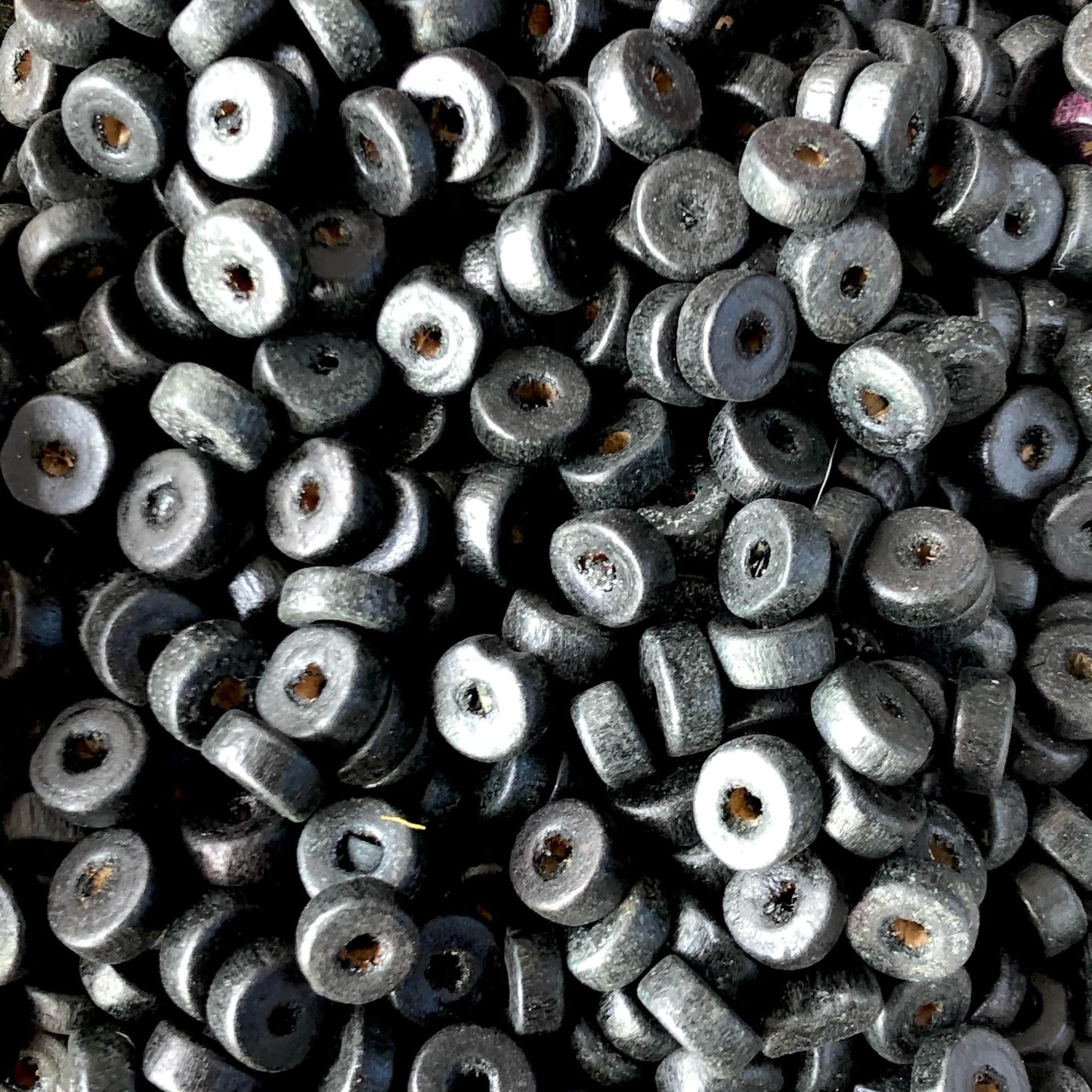 8mm Rondel Wood Bead 14 - Black