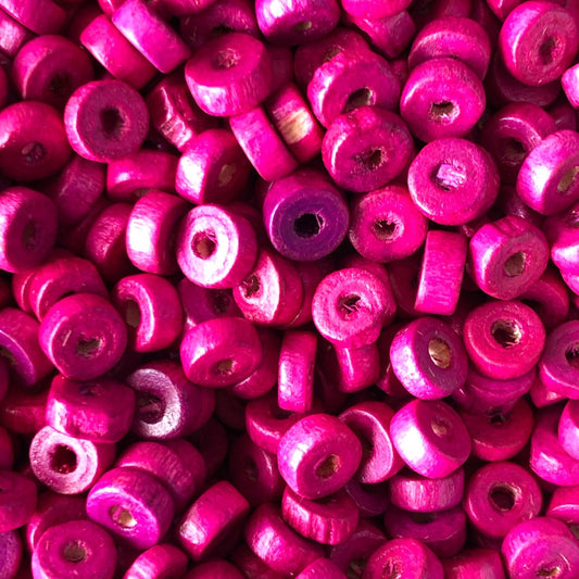 8mm Rondel Wood Bead 15 - Cyclamen