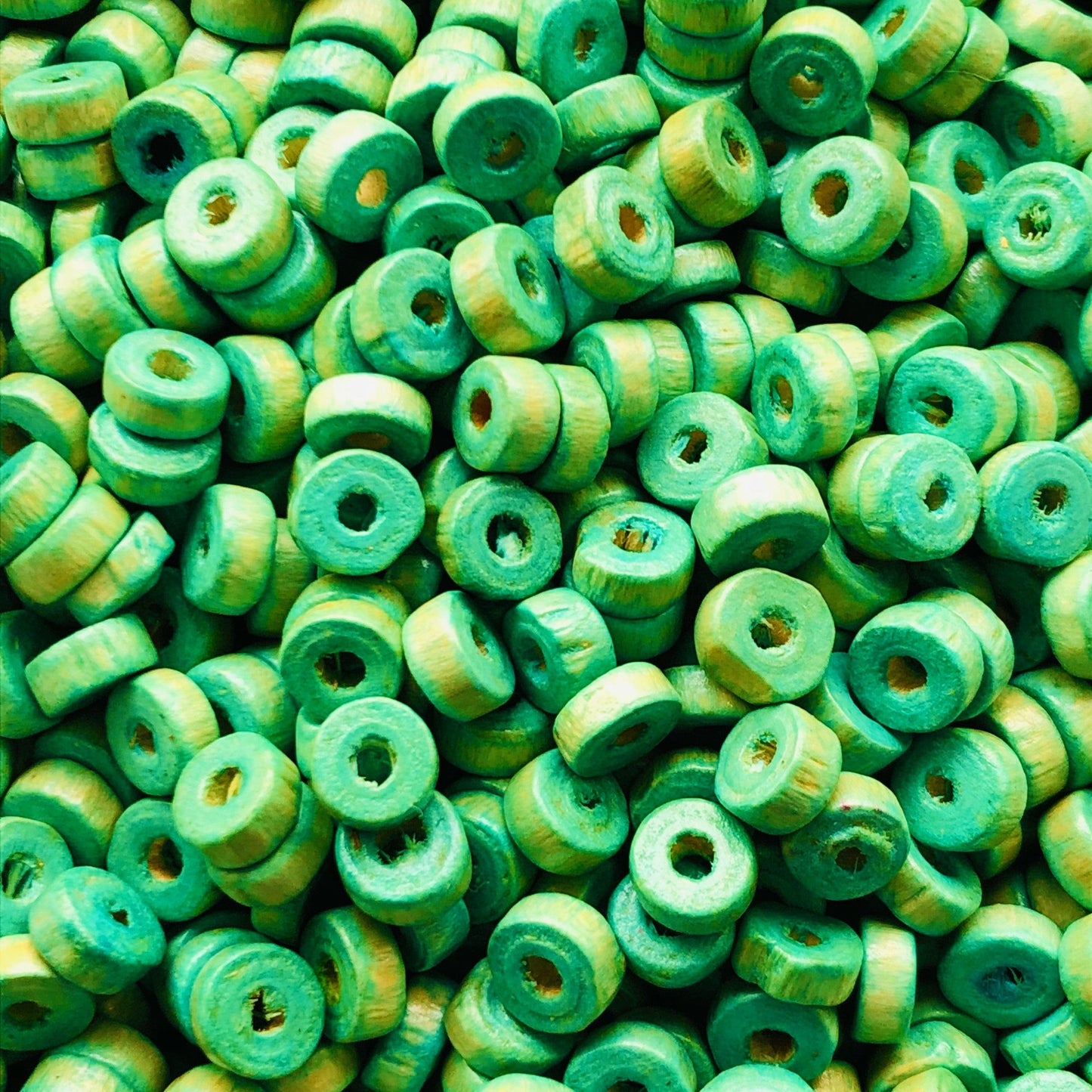 8mm Rondel Wood Bead 19 - Green Turquoise