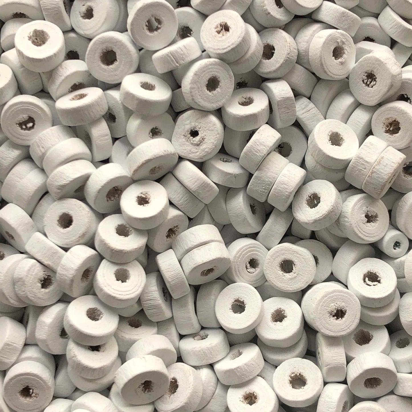 8mm Rondel Ahşap Boncuk 26 - Beyaz