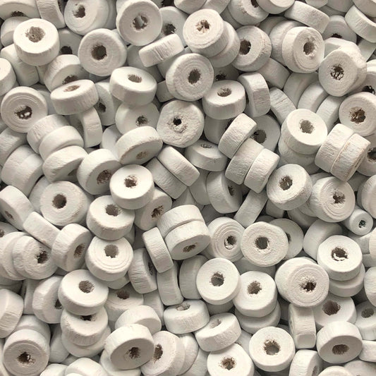 8mm Rondel Ahşap Boncuk 26 - Beyaz