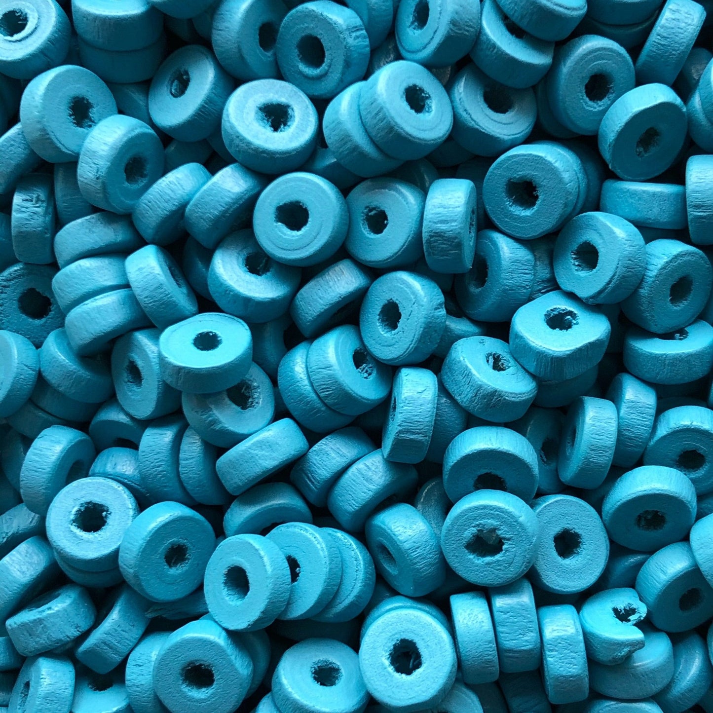 8mm Rondel Wood Bead 29 - Matte Blue