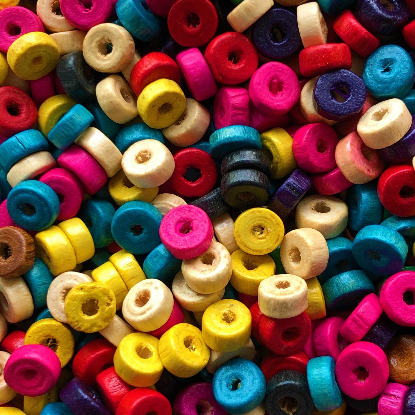 8mm Rondel Ahşap Boncuk 32 - Karışık