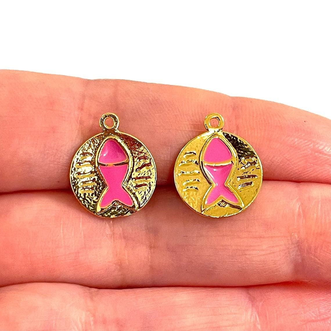 Altın Kaplama Mineli Şanslı Balık Sallantı Aparatı - Pembe