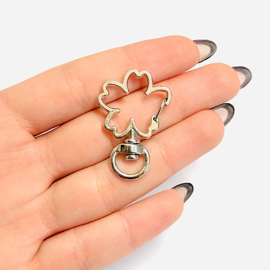 Rhodium Plated Clover Clip - 5