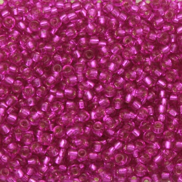 Miyuki Beads, MiyukiRoundBeads11/0-1340 Fushia Transparent Silber gefüttert